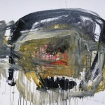 OSA BORDEAUX, Hinter der Maske, Acryl und Jute, 112 x 140 cm. © AIC GALLERY